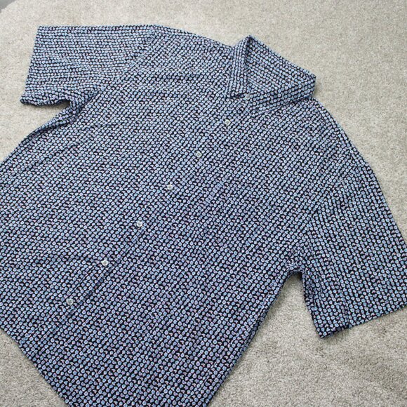 Tori Richard AOP Shirt Mens 2XL XXL Blue Beach All Over Print Stretch S/S Button - Picture 4 of 13